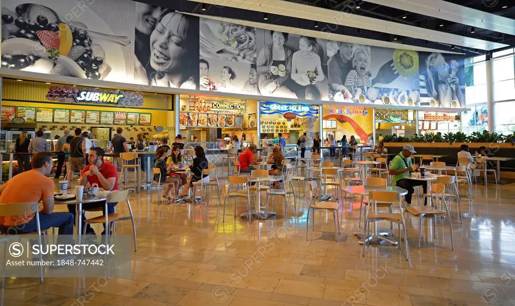 Typical U.S. food court at the Fashion Show Shopping Mall, Paradise, Las Vegas, Nevada, United States of America, USA