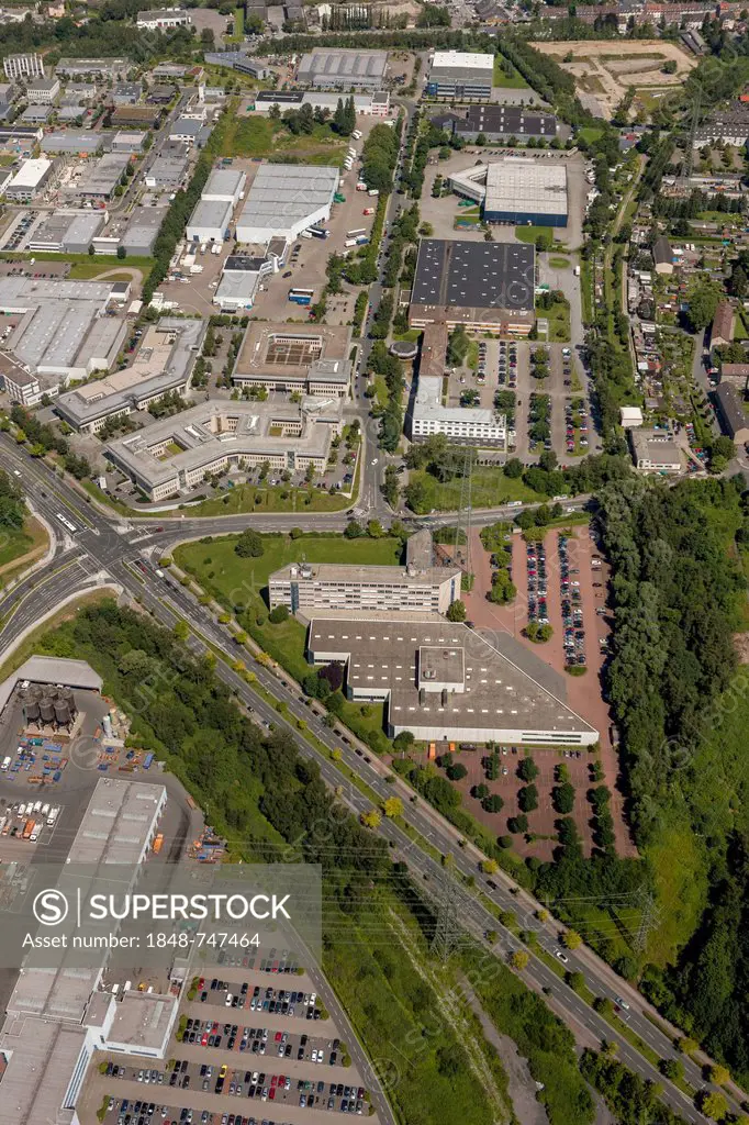 Aerial view, Thurmfeld, Nordviertel Industrial Park, Sutter, Essen, Ruhr area, North Rhine-Westphalia, Germany, Europe