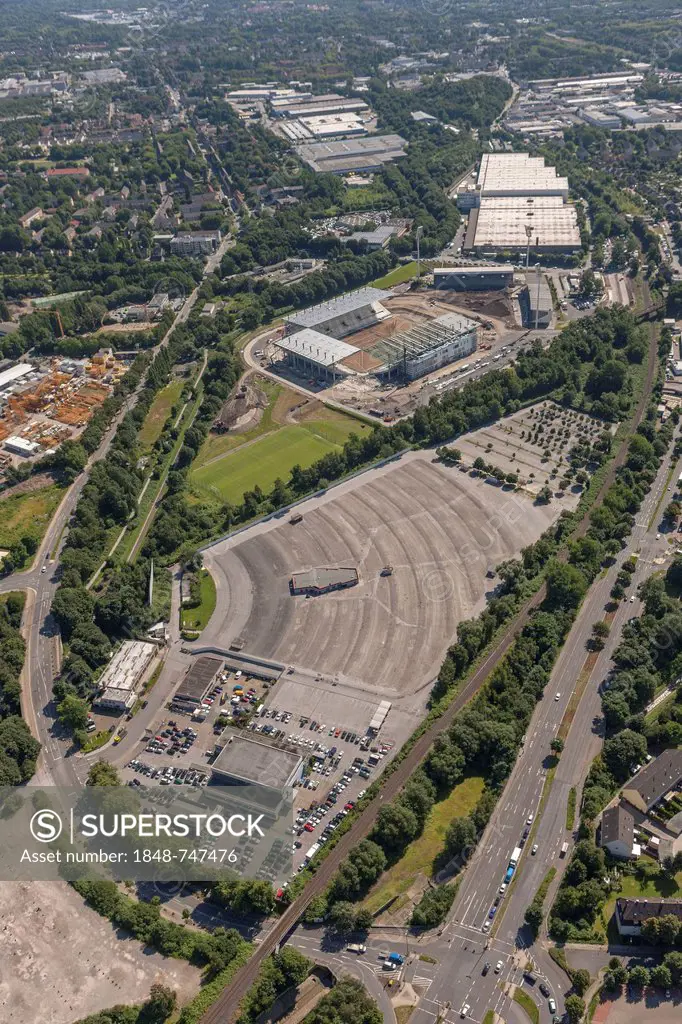 Aerial view, drive-in cinema, RWE stadium, Essen, Ruhr area, North Rhine-Westphalia, Germany, Europe