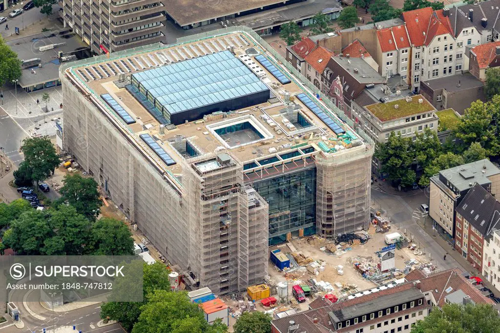 Aerial view, Hans Sachs building, town hall, Gelsenkirchen, Ruhr Area, North Rhine-Westphalia, Germany, Europe
