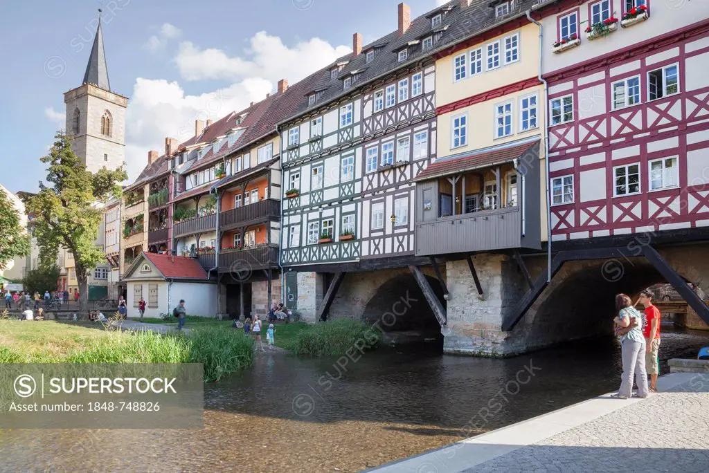 Kraemerbruecke, Merchants' Bridge, Erfurt, Thuringia, Germany, Europe