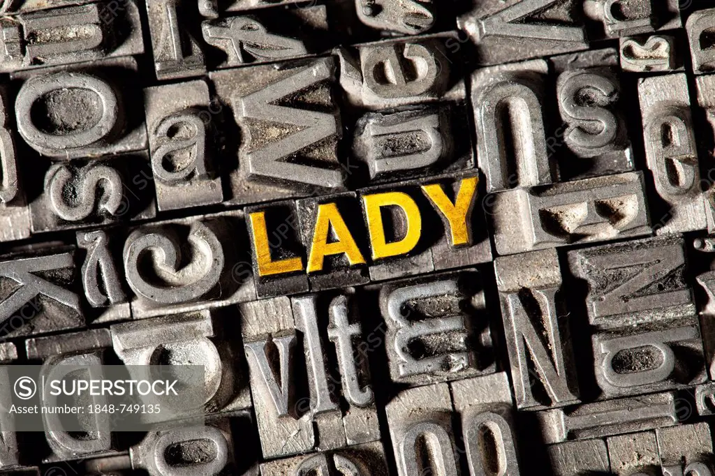 Old lead letters forming the word LADY