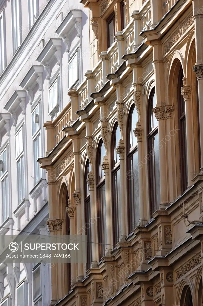 Historic facades in Vienna, Austria, Europe