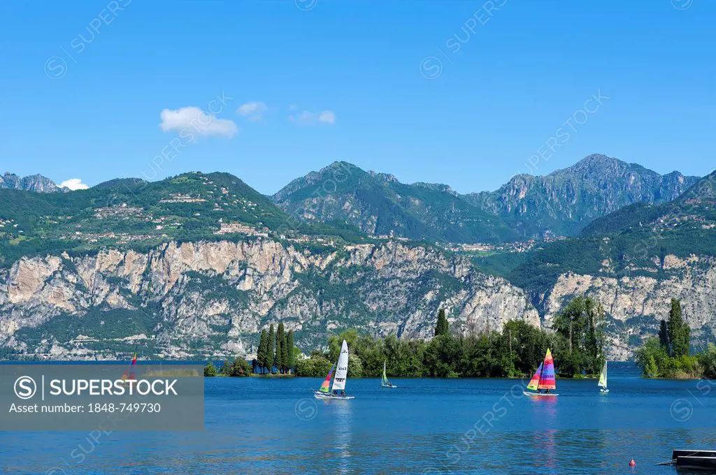 Sailing boats in Malcesine, Lake Garda, Italy, Europe