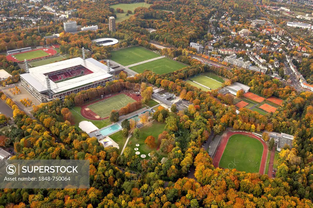 Aerial view, RheinEnergieStadion stadtium, Cologne, Rhineland, North Rhine-Westphalia, Germany, Europe