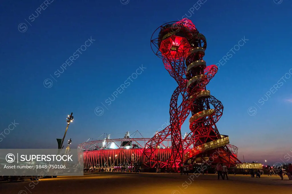Orbit in the twilight, Olympic Stadium, Olympic Park, London, England, United Kingdom, Europe