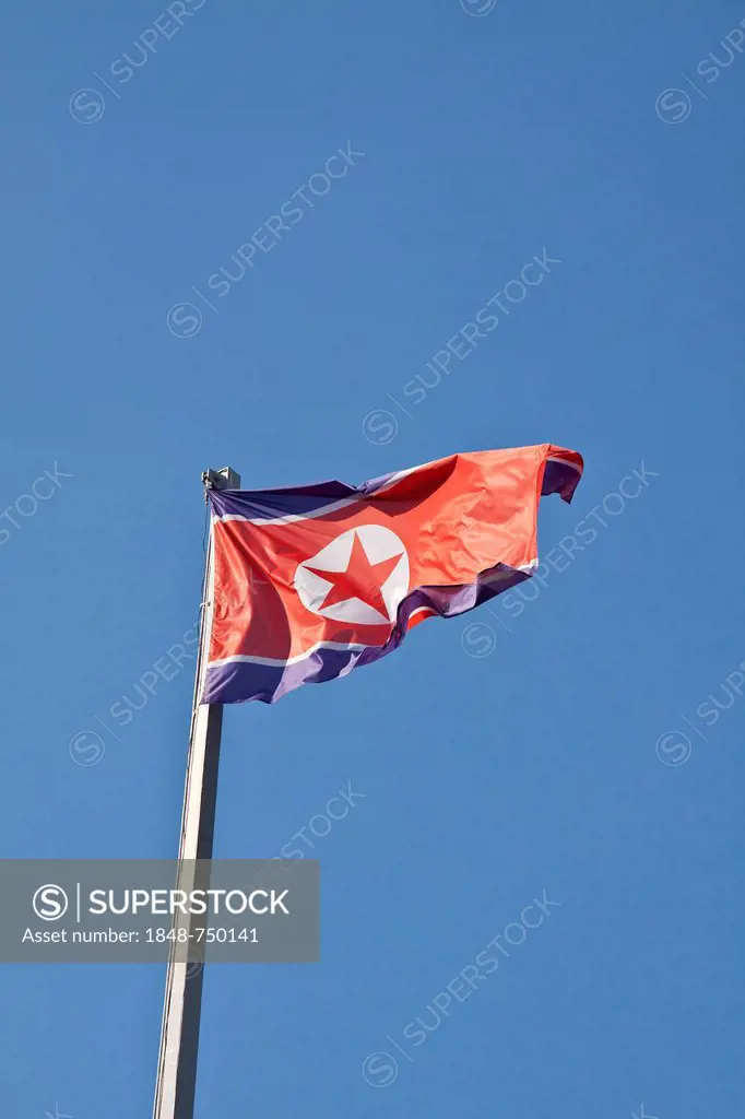 National flag of the Democratic People's Republic of Korea, North Korea, Berlin, Germany, Europe