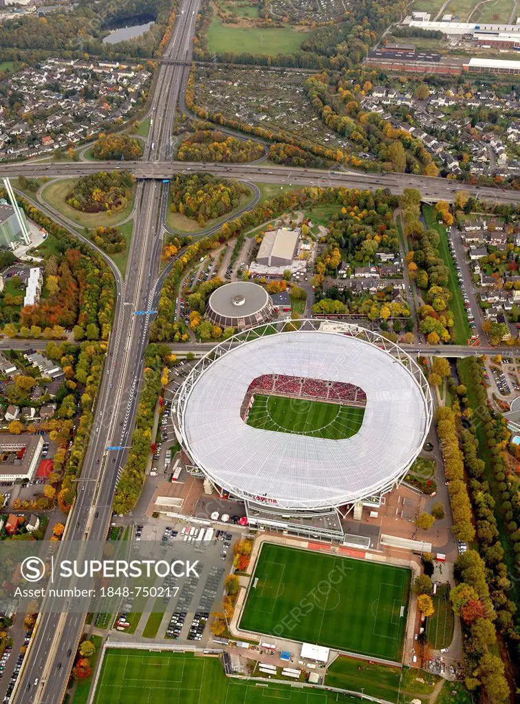 Aerial view, BayArena stadium, Leverkusen, Rhineland, North Rhine-Westphalia, Germany, Europe