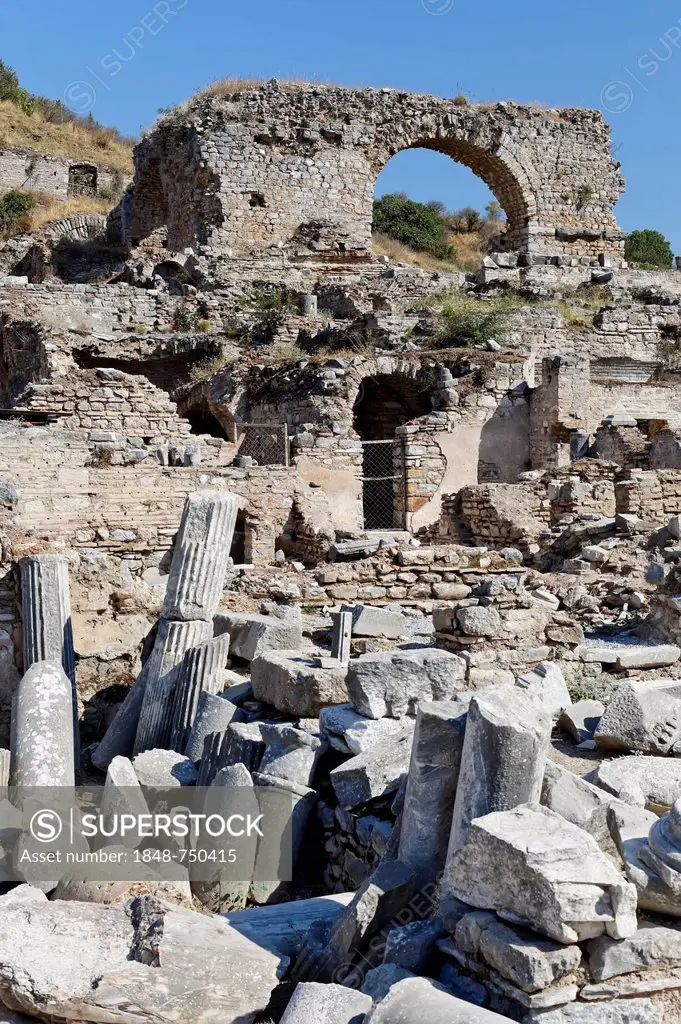 Ruins and excavations in the ancient city of Ephesus, UNESCO World Heritage Site, Ephesus, Ephesos, Efes, Izmir, Turkish Aegean, western Turkey, Turke...