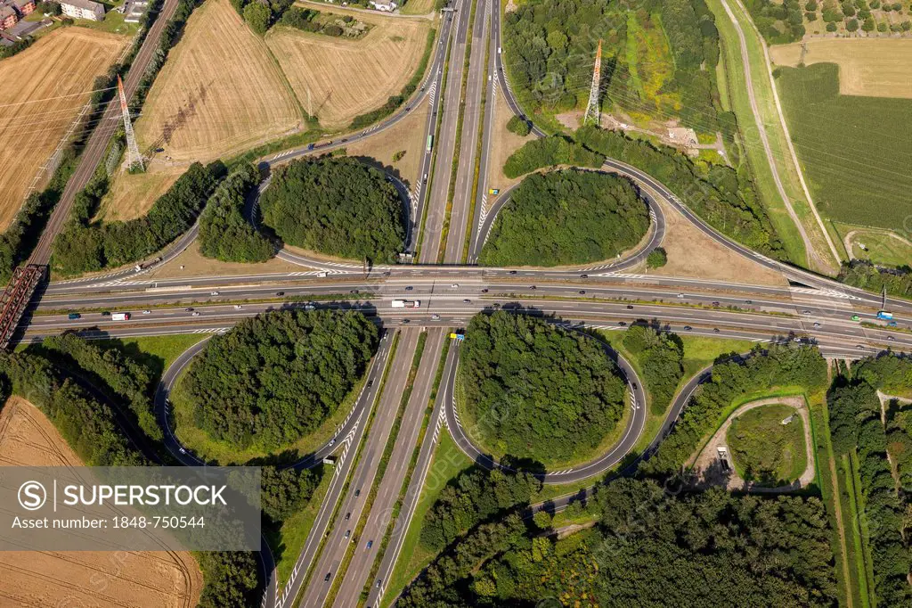 Aerial view, Dortmund Hafen motorway intersection, Dortmund, Ruhr area, North Rhine-Westphalia, Germany, Europe