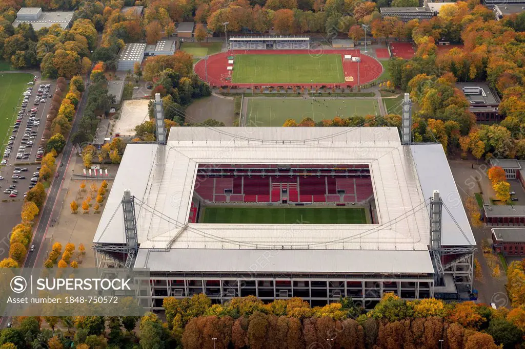 Aerial view, RheinEnergieStadion stadtium, Cologne, Rhineland, North Rhine-Westphalia, Germany, Europe