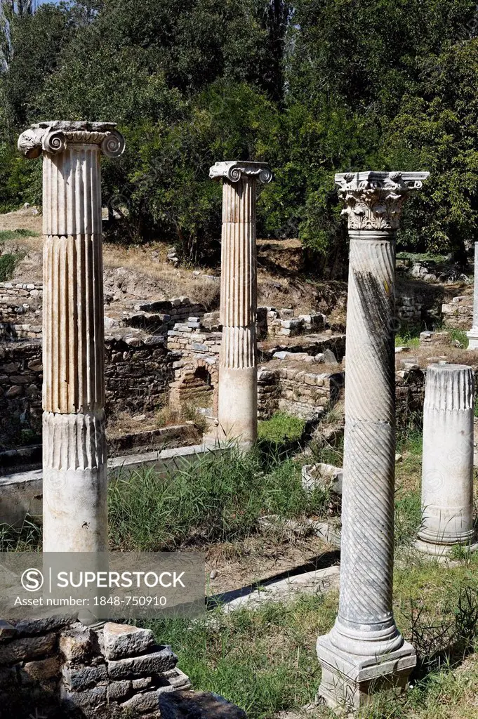 Remnants and pillars at the ruins of Aphrodisias, Geyre Karacasu, Aydin, Western Turkey, Turkey, Asia
