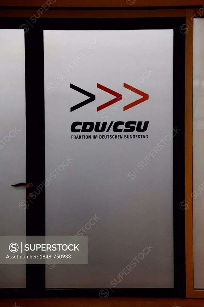 Door to the hall of the parliamentary group of the Christian Democratic Union, CDU, and the Christian Social Union of Bavaria, CSU, Berlin, Germany, E...