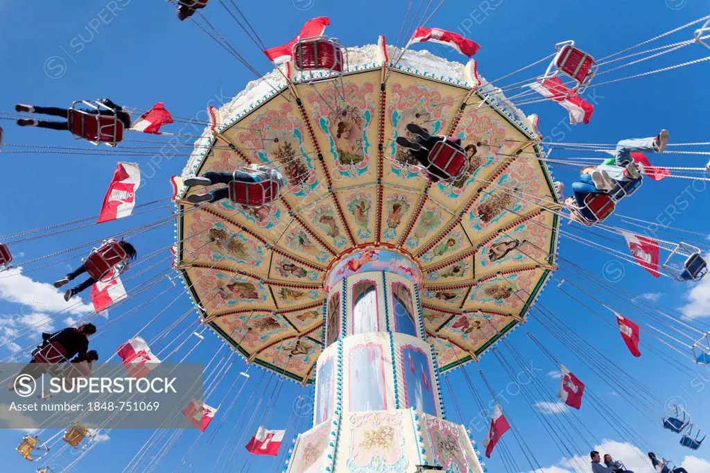 Swing ride or chairoplane, Cannstatter Wasen, Stuttgart Beer Festival, spring festival, fairground, Stuttgart, Baden-Wuerttemberg, Germany, Europe