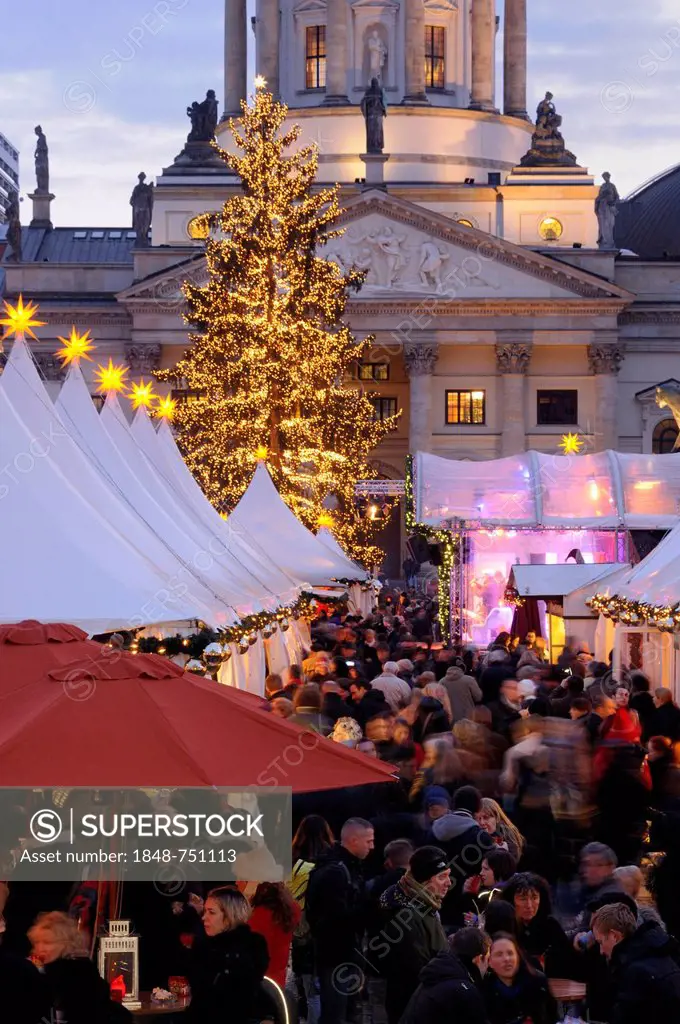 Winter Magic Christmas market at Gendarmenmarkt square, German Cathedral, Berlin-Mitte, Berlin, Germany, Europe