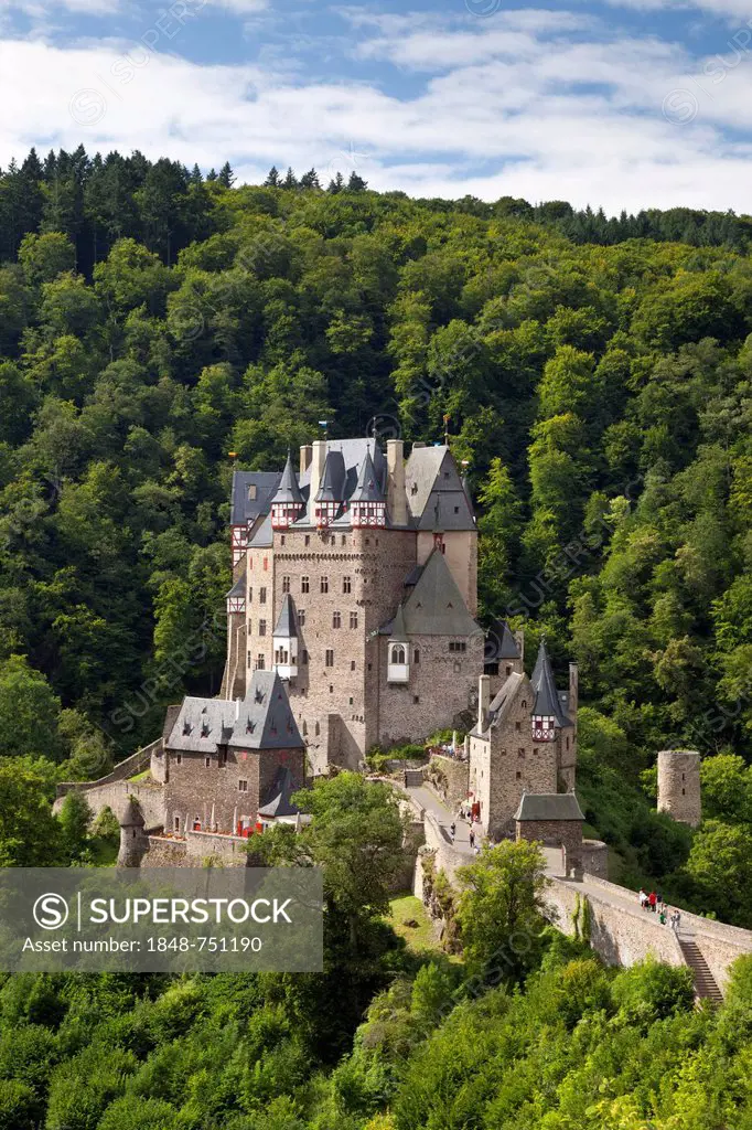 Burg Eltz Castle, Muenstermaifeld, Eifel, Rhineland-Palatinate, Germany, Europe, PublicGround