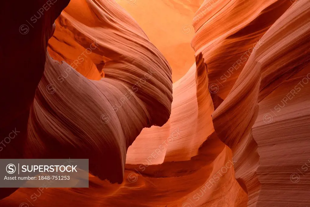 Lady in the Wind rock formation, red sandstone of the Moenkopi Formation, colors and patterns, Lower Antelope Slot Canyon, Corkscrew Canyon, Page, Nav...