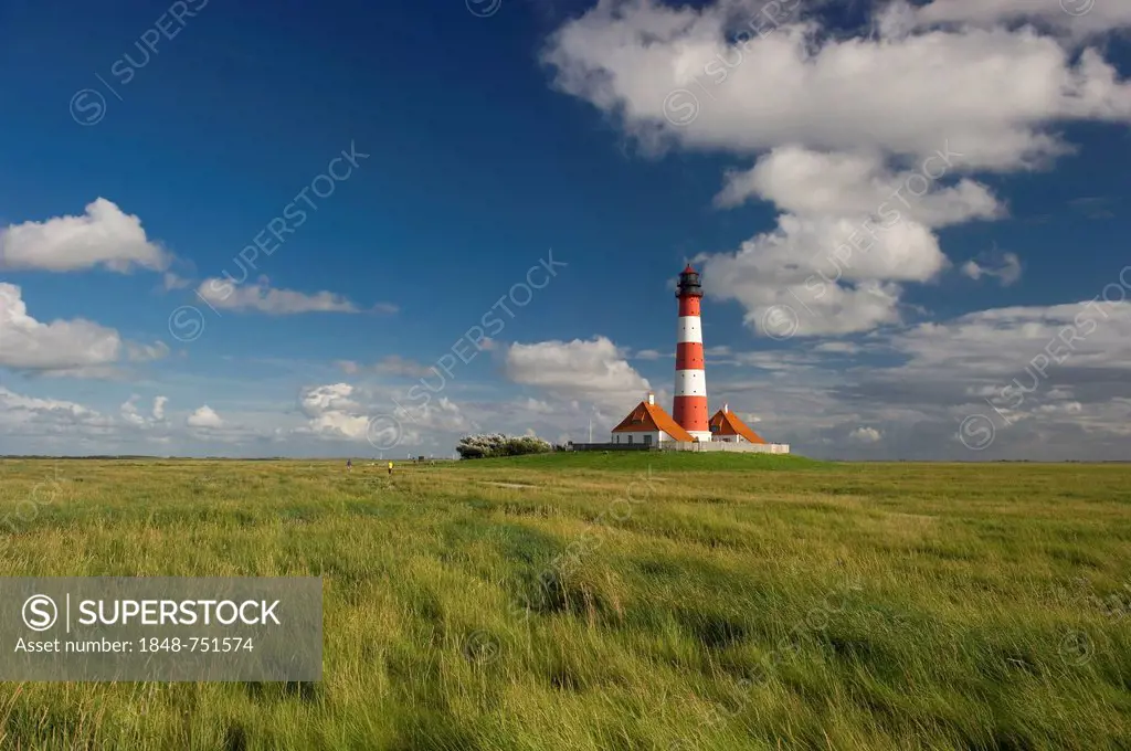 Westerheversand lighthouse, Westerhever, Eiderstedt, North Frisia, Schleswig-Holstein, Germany, Europe