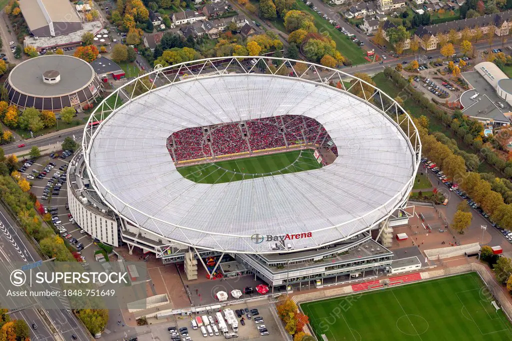 Aerial view, BayArena stadium, Leverkusen, Rhineland, North Rhine-Westphalia, Germany, Europe