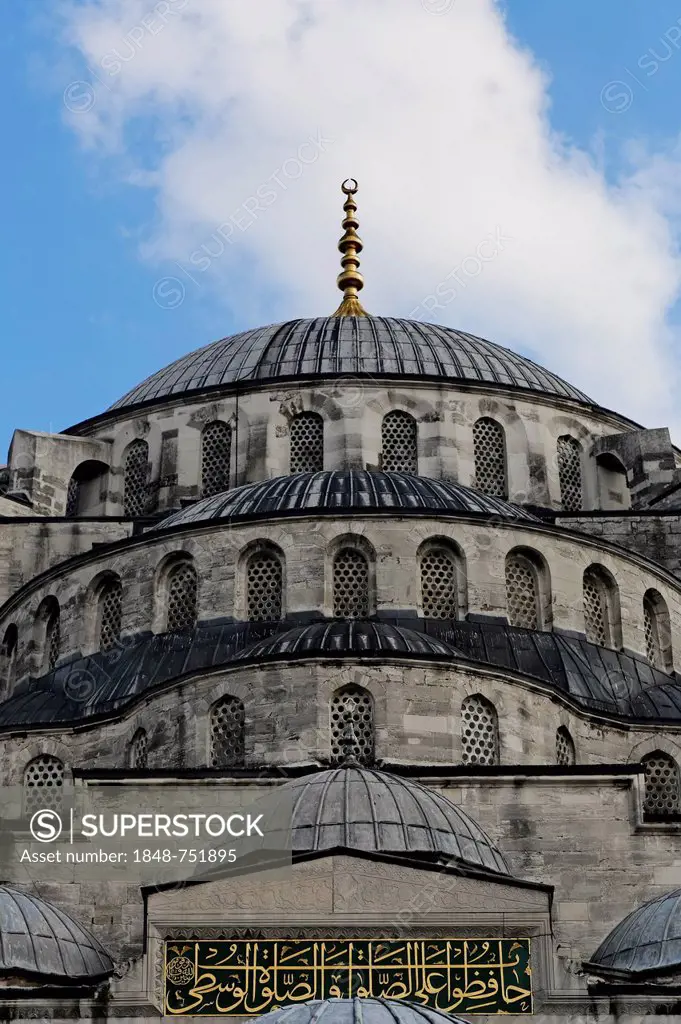 Dome of the Sultan Ahmed Mosque, Sultanahmet Camii or Blue Mosque, Sultanahmet, old town, UNESCO World Heritage Site, Istanbul, Turkey, Europe