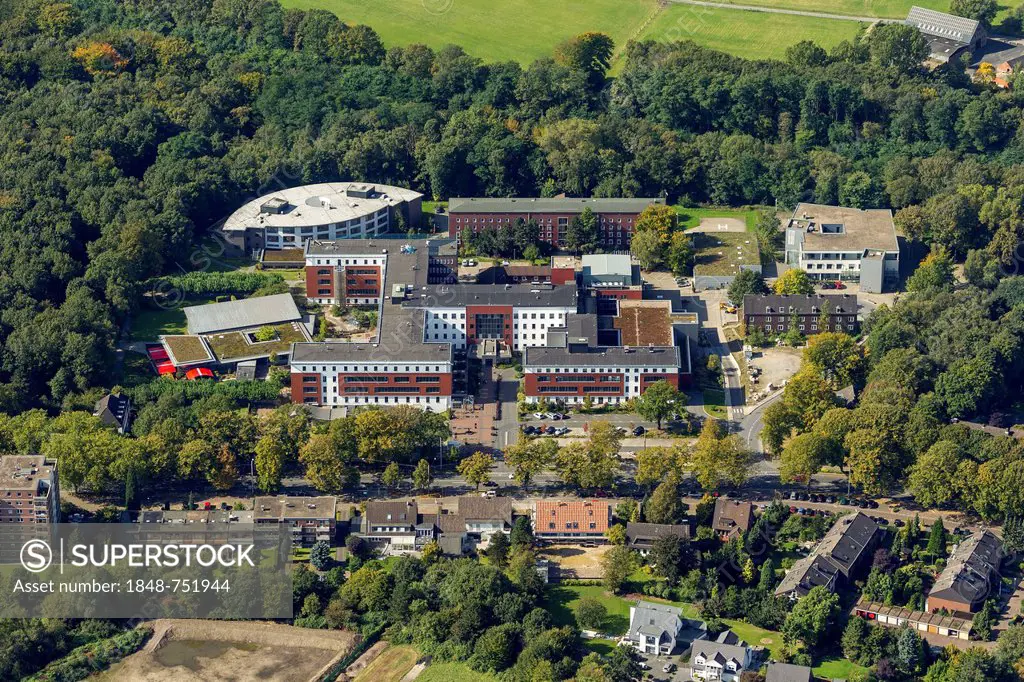 Aerial view, Knappschaftskrankenhaus Bottrop hospital, Ruhr area, North Rhine-Westphalia, Germany, Europe