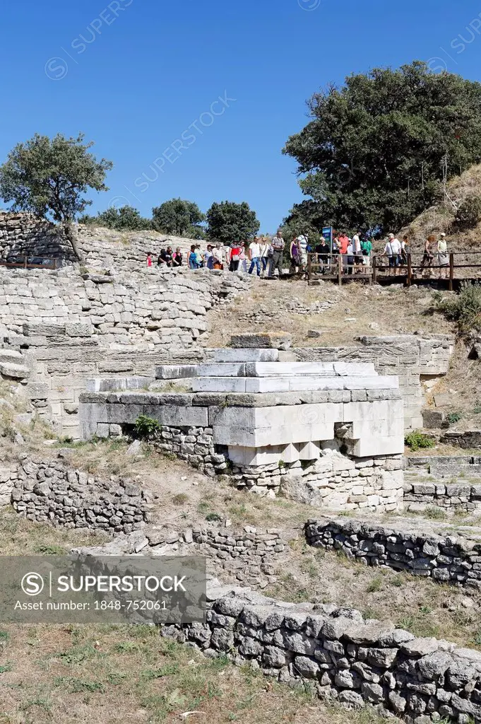Altar space in the archaeological site of Troy, Truva, Canakkale, Marmara, Turkey, Asia
