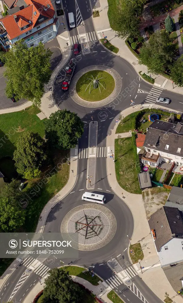 Aerial view, roundabouts, Mengede, Dortmund, Ruhr area, North Rhine-Westphalia, Germany, Europe