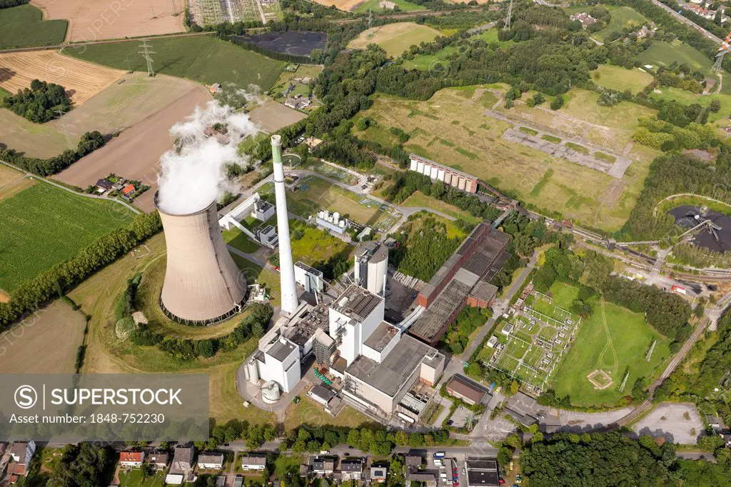 Aerial view, Brueninghausen power plant, coal power station, EON, Dortmund, Ruhr area, North Rhine-Westphalia, Germany, Europe