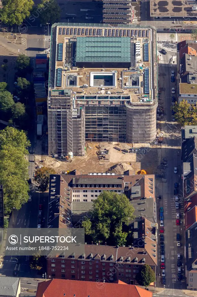 Aerial view, Hans-Sachs-Haus building, city hall, Gelsenkirchen, Ruhr area, North Rhine-Westphalia, Germany, Europe