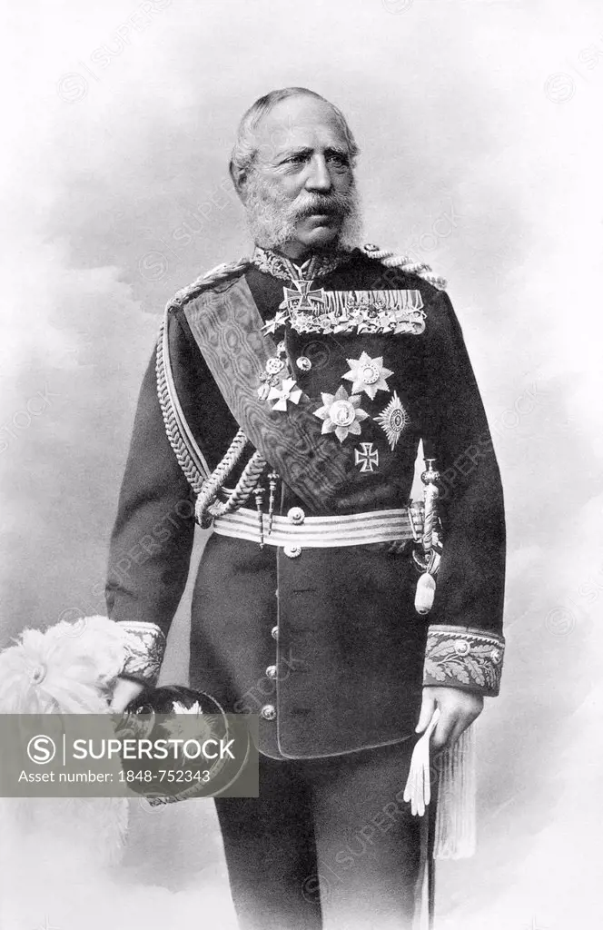 Historical photograph, portrait of William I or Wilhelm Friedrich Ludwig of Prussia, 1797 - 1888, Hohenzollern, King of Prussia, the first German Empe...