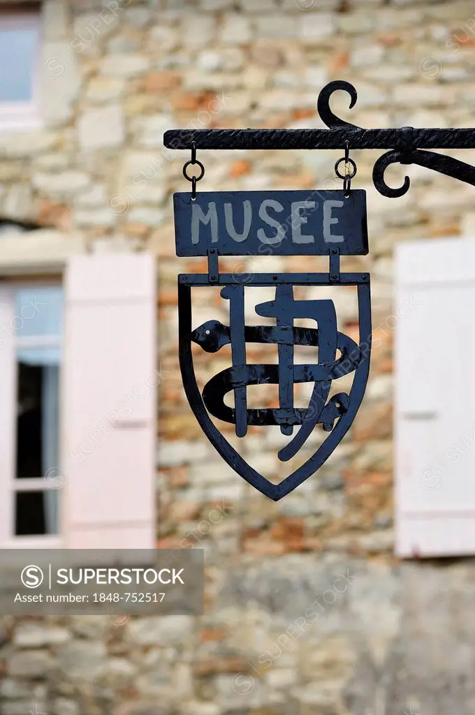 Sign of the museum of the Saint-Antoine monastery, France, Europe