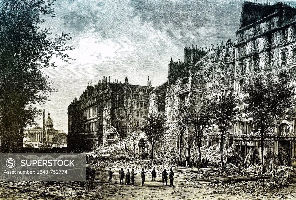 Houses destroyed by the Paris Commune or La Commune de Paris, 1871, Rue Royale, Paris, France, Europe