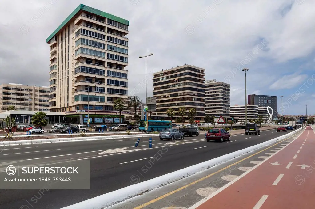 Ave de Canarias waterside promenade, Las Palmas, Gran Canaria, Canary Islands, Spain, Europe, PublicGround