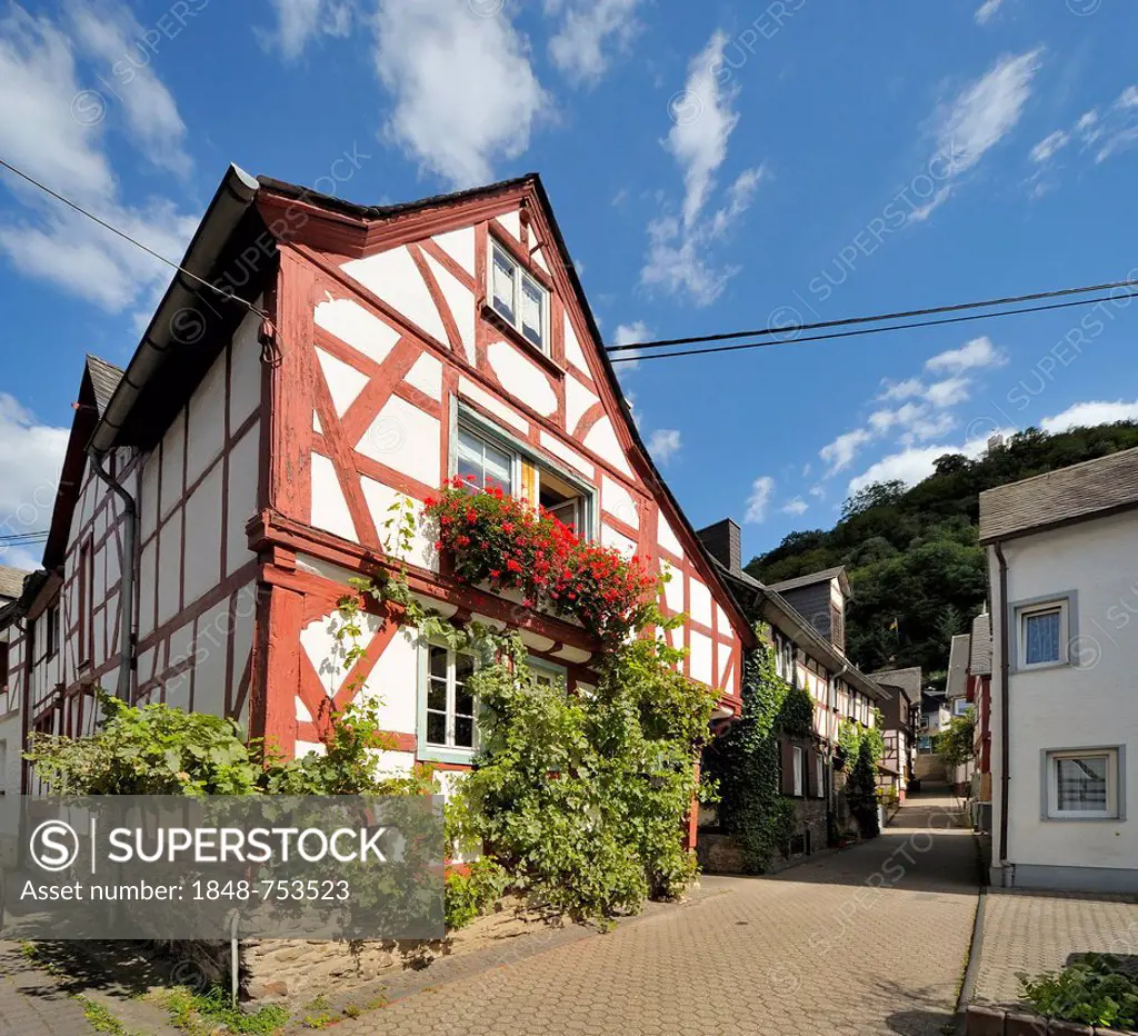 Half-timbered house, Braubach, Rhein-Lahn-Kreis district, Rhineland-Palatinate, Germany, Europe