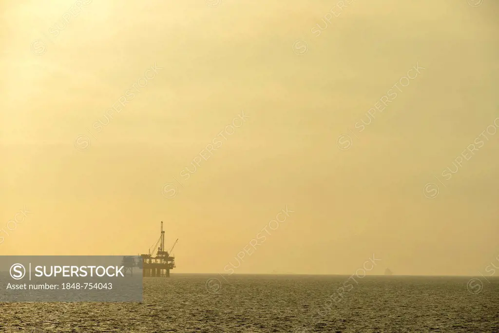 Offshore oil rig off Huntington Beach, California, United States of America, USA