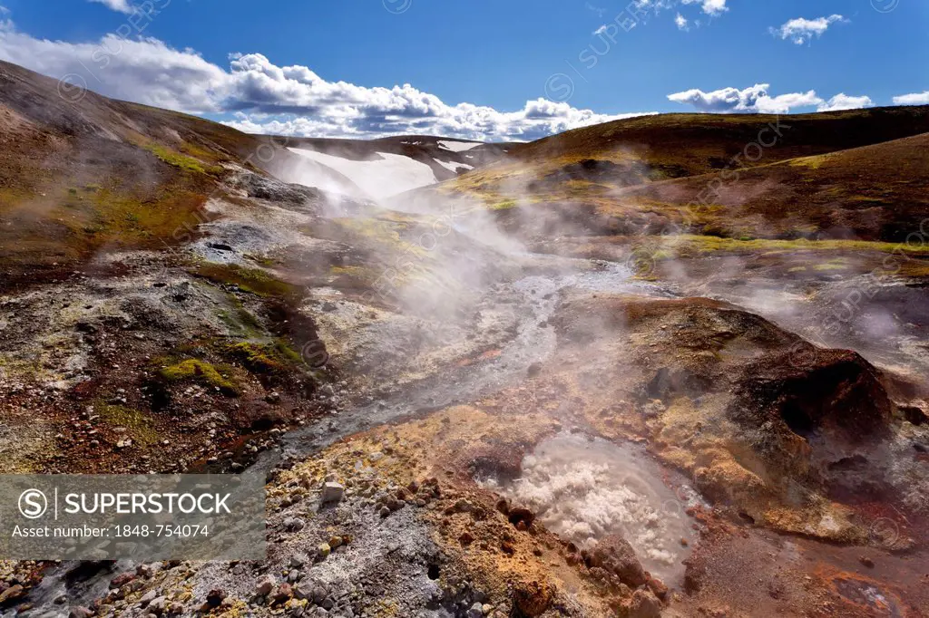 Hot springs, fumaroles, Landmannalaugar, Iceland, Europe