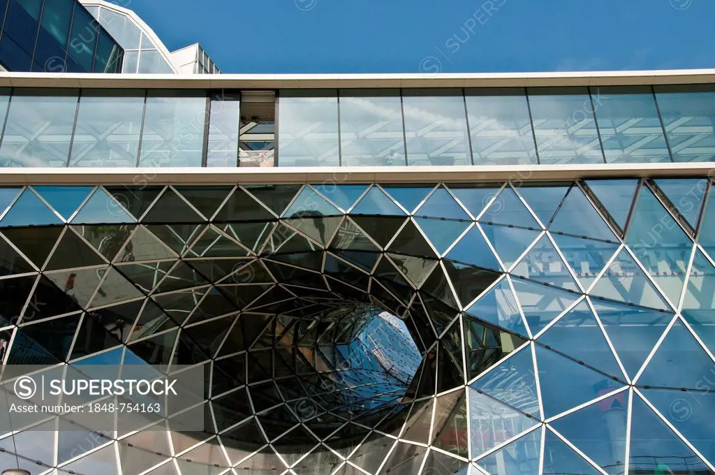 Modern facade of the Galerie MyZeil shopping centre, Palais Quartier, Frankfurt am Main, Hesse, Germany, Europe, PublicGround