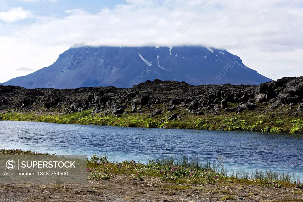 Heröubreiöarlindir river and Herdubreid mountain, highlands, Iceland, Europe