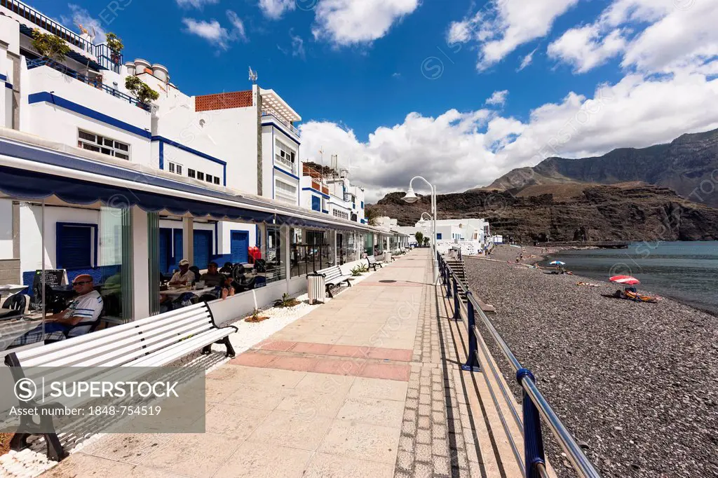 Beach promenade, fishing village of Puerto De Las Nieves, El Palmeral, Agaete, Gran Canaria, Canary Islands, Spain, Europe, PublicGround