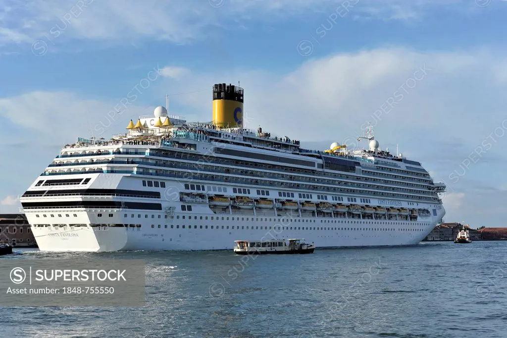 Costa Favolosa, a cruise ship, built in 2011, 290m, 3000 passengers, departing, Venice, Veneto, Italy, Europe