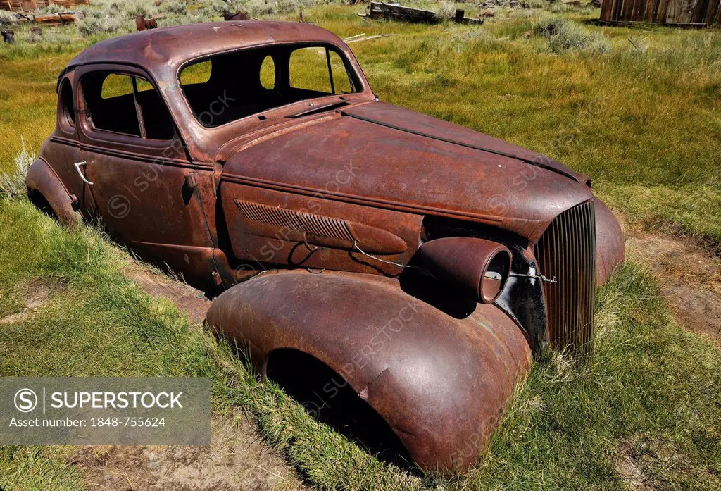 1937 Chevrolet Chevy, rusted, ghost town of Bodie, a former gold mining town, Bodie State Historic Park, California, United States of America, USA