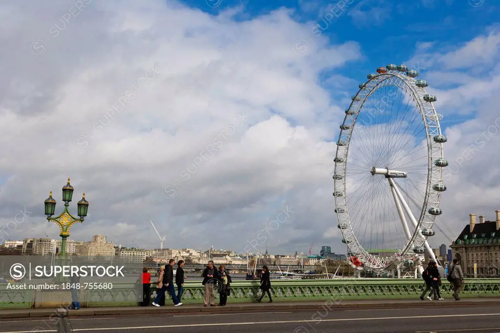 Westminster Bridge with London Eye at the back, City of Westminster, London, England, United Kingdom, Europe