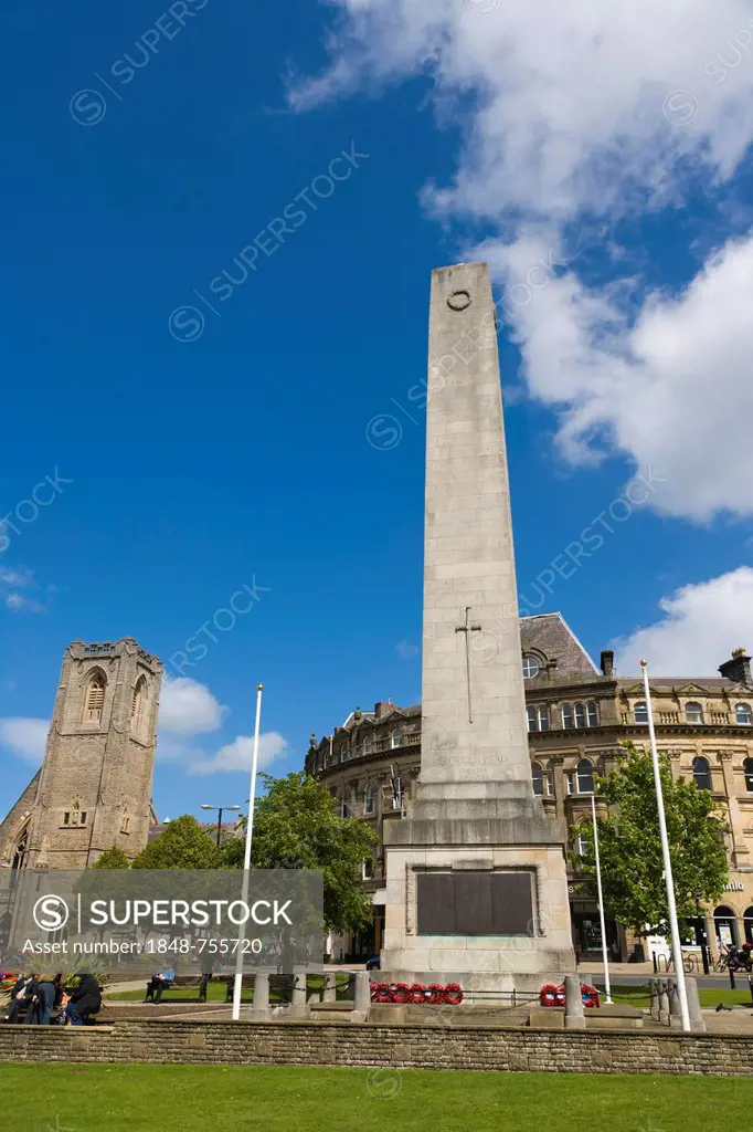 Harrogate's Cenotaph or War Memorial and St Peter's Church, Cambridge Road, Harrogate, North Yorkshire, England, United Kingdom, Europe