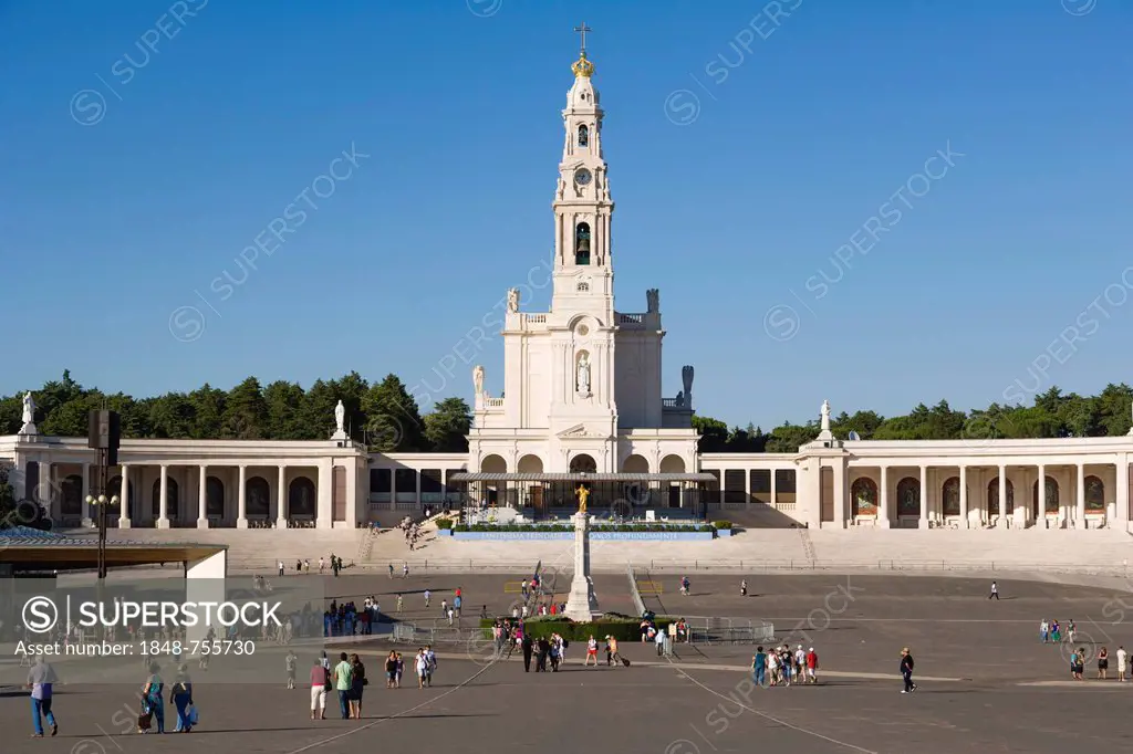 Panoramic view of the Sanctuary of Our Lady of Fatima, with the Chapel of the Apparitions and the Basilica of Our Lady of the Rosary, Fatima, Ourem, S...