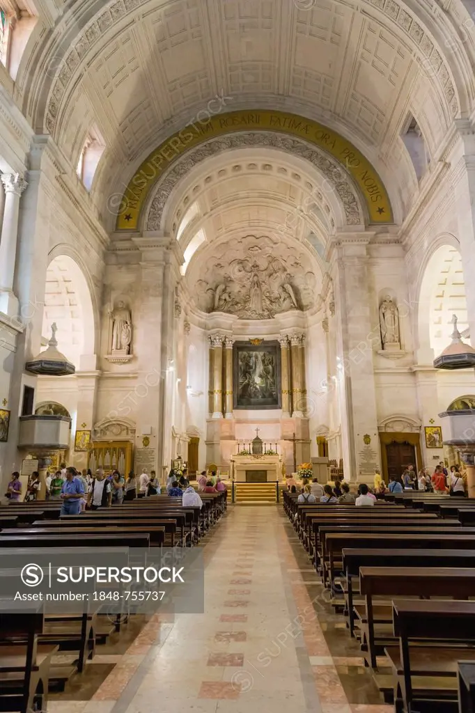 The interior of The Basilica of Our Lady of the Rosary, Santuario de Fatima, Fatima Shrine, Sanctuary of Our Lady of Fatima, Fatima, Ourem, Santarem, ...