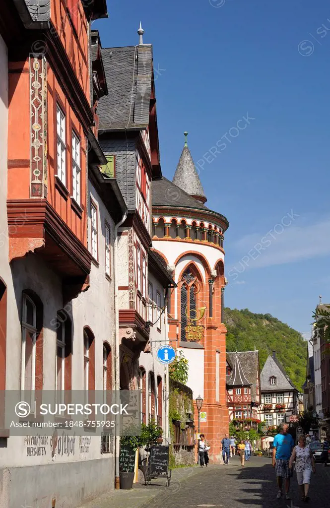 Lutheran Church of St. Peter, Choir facade with round towers, Bacharach, UNESCO World Heritage Site, Rhineland-Palatinate, Germany, Europe