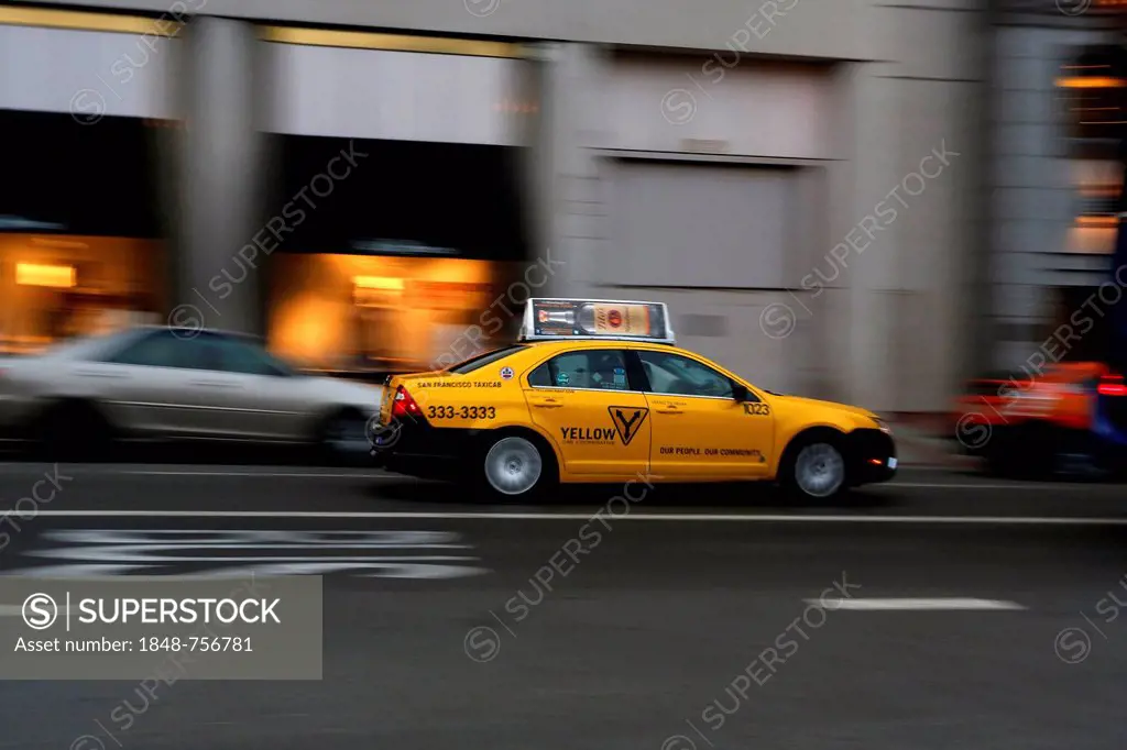 Moving Taxi in San Francisco, California, USA