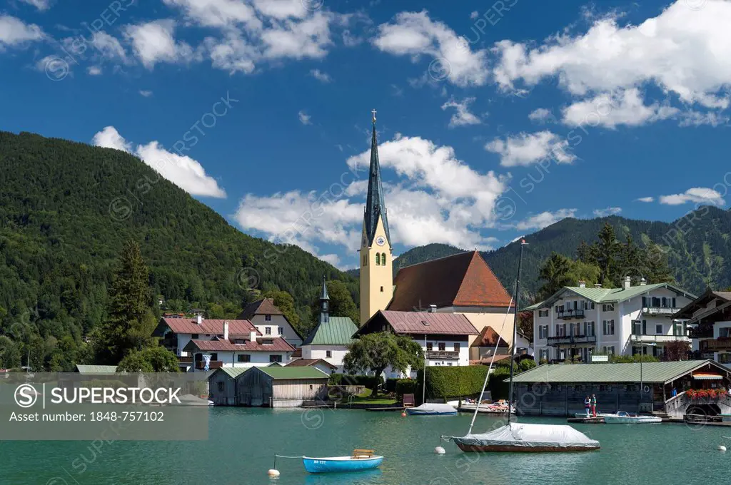 St Laurentius church, Rottach Egern, Tegernsee lake, Upper Bavaria, Bavaria, Germany, Europe