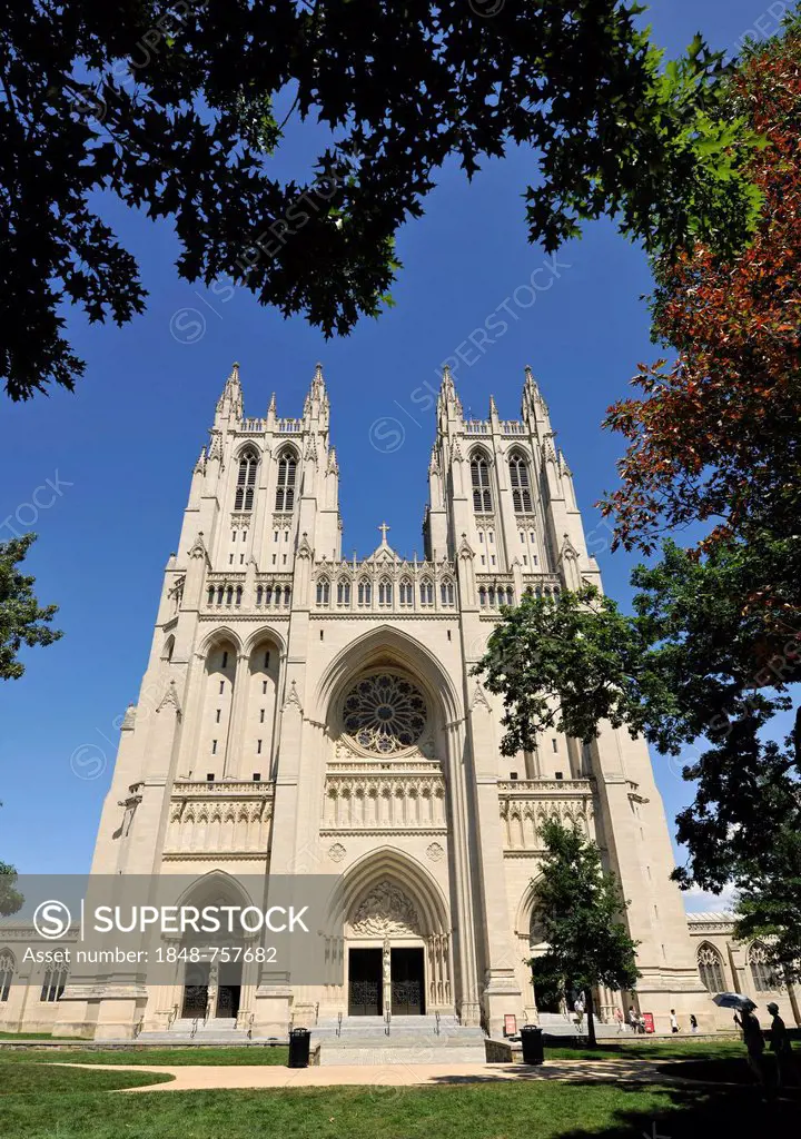 West facade, west portal with Ex Nihilo relief, Washington National Cathedral or Cathedral Church of Saint Peter and Saint Paul in the City and Dioces...