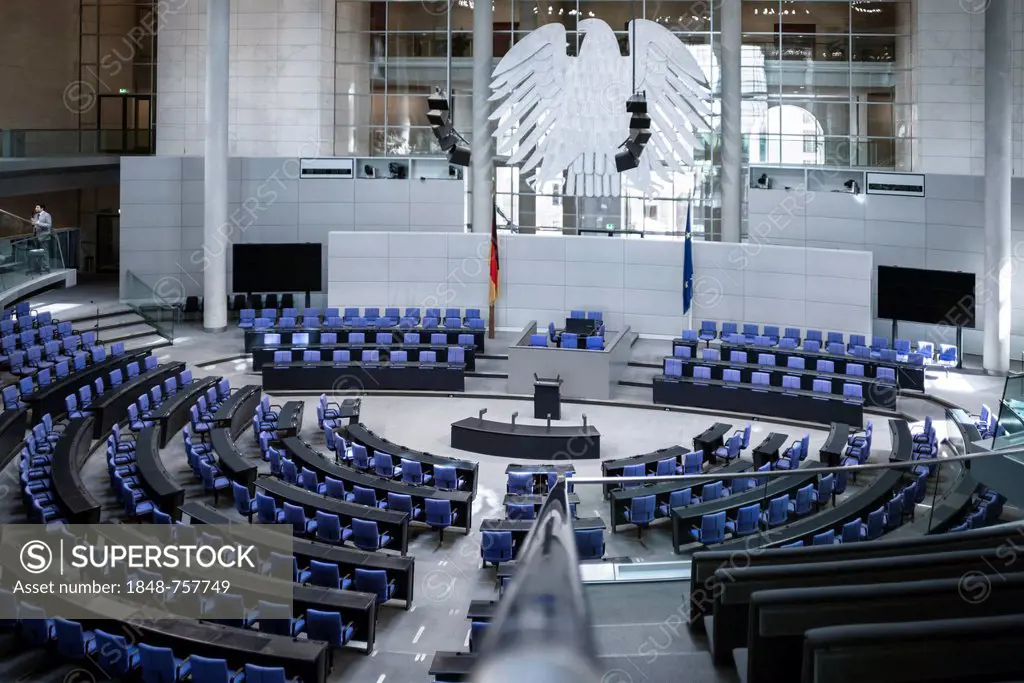 Plenary hall of the German federal government in the Reichstag Building, Berlin, Germany, Europe
